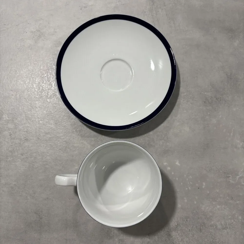 Williams-Sonoma Brasserie Blue Flat Cup Saucer Set Japan